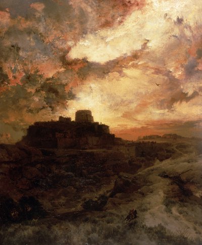 Sunset, Pueblo del Walpe, Arizona, 1880 by Thomas Moran